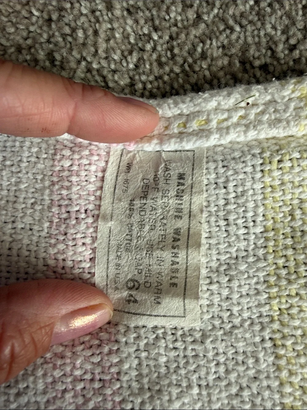 Vintage Beacon WPL 1675 Rainbow Baby Blanket Pastel Woven Knit Waffle Weave